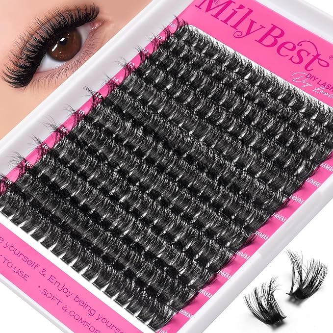 Lash Clusters 100D Fluffy Individual Lashes D Curl Cluster Eyelash Extensions 10-18mm Wispy DIY Lash Extension Thick Volume False Eyelashes Clusters for Beginners by MilyBest