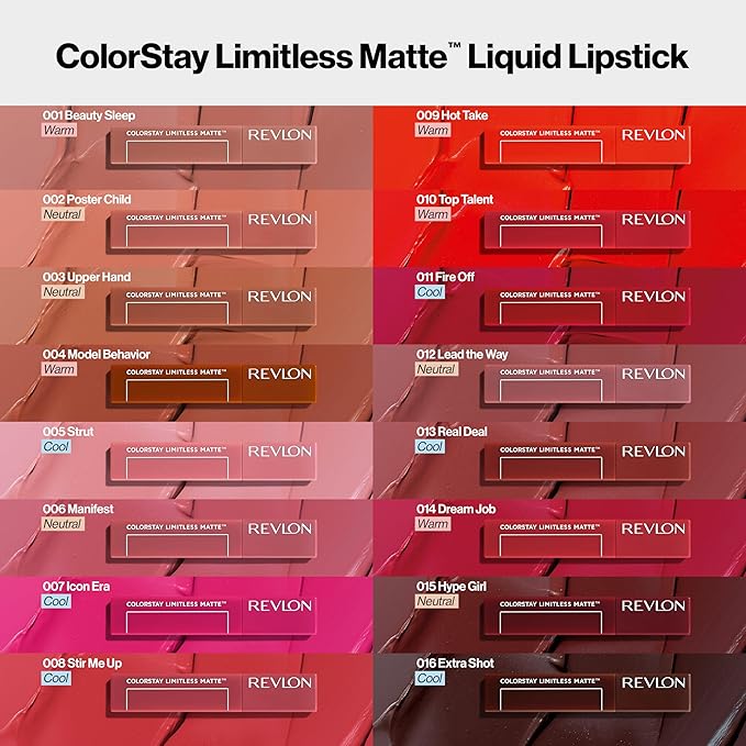 Revlon ColorStay Limitless Matte Liquid Lipstick, Vegan Formula, No-Budge, Longwear Lip Color, Long Lasting, Lightweight/Comfortable, Waterproof, 006 Manifest, 0.17 fl oz