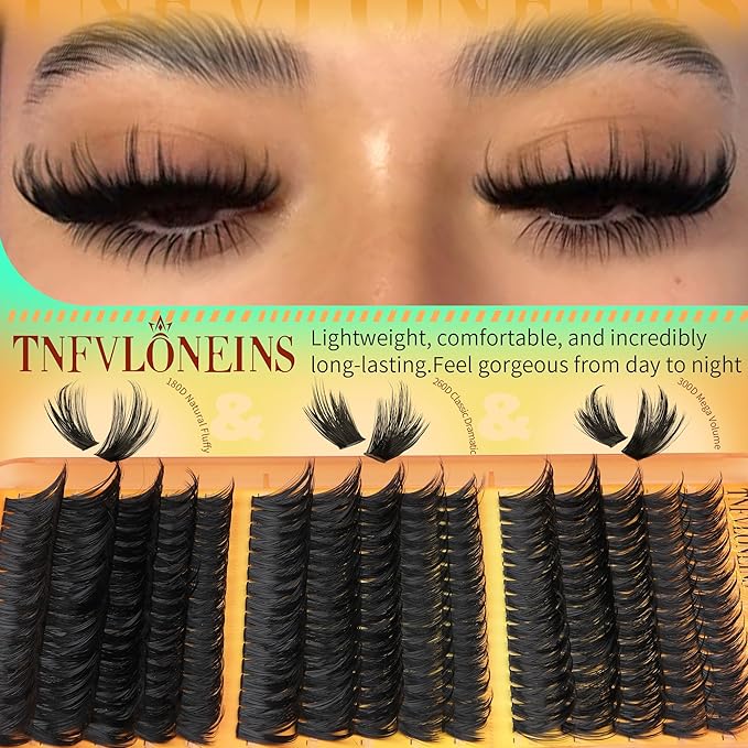 180D+260D+300D Lash Clusters with Spikes 14-22MM Thick Eyelash Clusters Mink Cluster Eyelash Extensions Volume Individual Lash Extension D-Curly Clusters Lashes Dramatic by TNFVLONEINS
