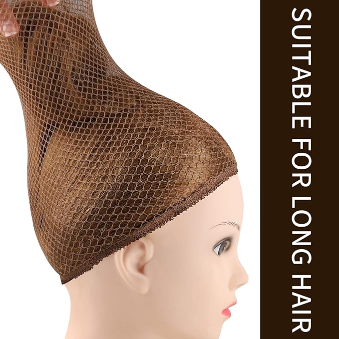 Fandamei Mesh Wig Caps Net, 4PCS Wig Caps Net Open End, Dark Brown Wig Cap for women, Strength Wig Cap Dark Brown