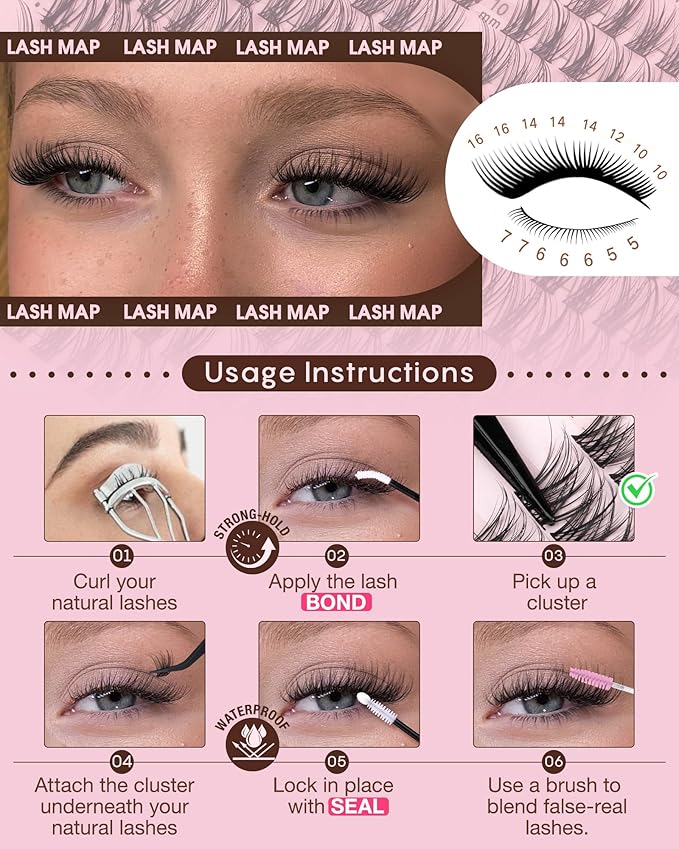 220Pcs Wispy Lash Clusters Kit Cluster Eyelash Extensions Kit Natural DIY C Curl Individual Lashes Clusters With Bottom Eyelashes
