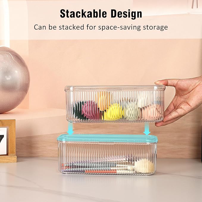 JessLab Makeup Brush Holder Organizer, Clear Makeup Sponges Organizer,Cosmetic Storage Case with Lid Display Case for Vanity, 1 Compartment (1 Pack)