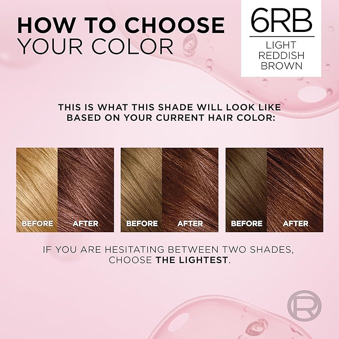 L'Oreal Paris Excellence Crème Permanent Hair Dye, Triple Care Hair Color with Hyaluronic Acid for 100% Gray Coverage, 6RB Light Reddish Brown, 1 Kit (Packaging May Vary)
