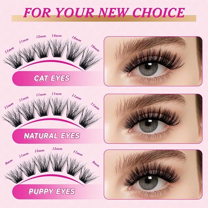 Lash Clusters 3D Effect Individual Lashes Kit NYCAAR 189pcs 100D200D D Curl 9-16MIX Eyelash Clusters Wispy Lashes Fluffy Cluster Lashes Kit with Lash Glue Remover Applicator Easy to Use for Beginners