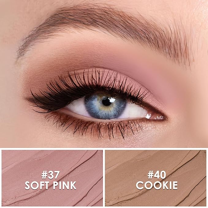 FOCALLURE 2 Pcs Cream Eyeshadow Stick,Brightener Eyeshadow Pencil Crayon,Highlighter Eye Shadow Stick Sets with Crease-proof Formula,Long Lasting Waterproof Eye Shadow Make Up,Mocha Pink