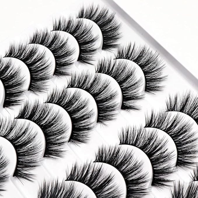 Losha Eyelashes Natural Look Faux Mink Lashes Pack Handmade Fluffy False Eyelashes 14 Pairs Eye Lashes (M09)