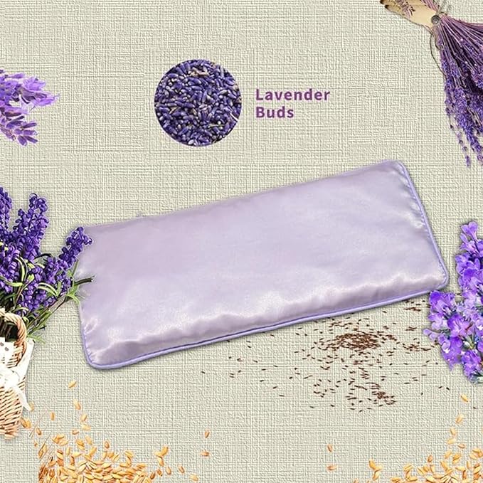 SereLune Lavender Eye Pillow, Hot or Cold Weighted Satin Eye Mask, Microwaveable Moist Heat Eye Compress, Washable Eye Pillow for Sleeping, Yoga, Meditation, Migraine Relief, Pack of 2(Lavender)