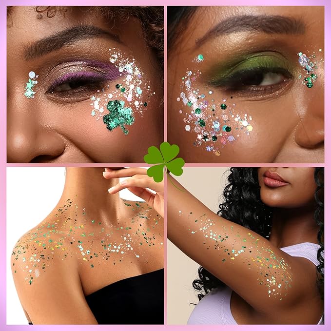 FANDAMEI Body Glitter Gel- 6 Color Glitter Makeup Face Paint for Body&Face&Hair, Rave Festival Mermaid Halloween Concert, Hair Glitter for Kids & Women