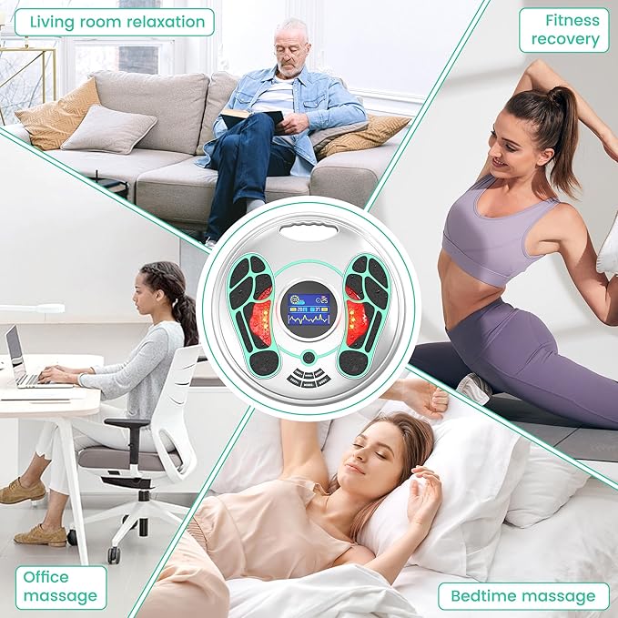 Creliver EMS Foot Massager for Neuropathy, NMES Foot Stmulator with 25 Modes 99 Intensities, Feet Circulation Stimulator for Neuropathy, Plantar Fasciitis, Gifts for Mom Dad, Green