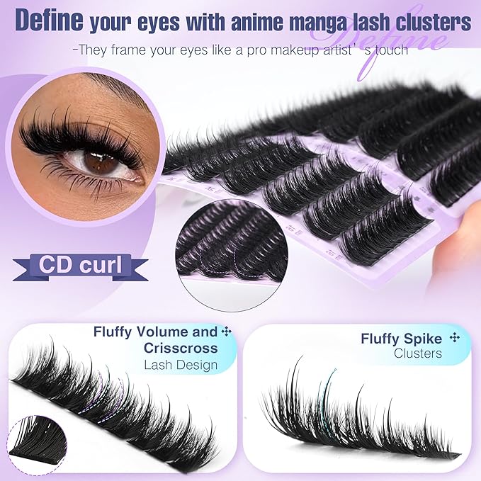 Lash Clusters Fluffy Spike Eyelash Clusters 10-18mm Volume Eyelash Extensions 200D Clusters Eyelashes 324pcs DIY Clusters Lashes Extensions at Home for Makeup by Focipeysa