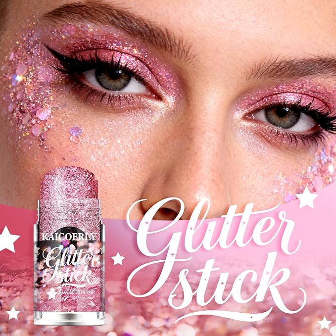 Pink Body Glitter Gel, Chunky Sequins Body Face Glitter Singer Concert Outfits for Face Body Hair, Chameleon Color Changing Glitter Gel for Party Mermaid Accessories Shimmer Makeup #4