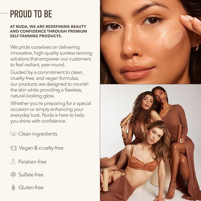 Nuda CloudMist Face Tan Water | Buildable Facial Tanning Mist for Medium to Dark Complexions | Infused with Vitamins and White Tea & Rosehip Extracts | Lightweight, Bronzer-Free Formula, (75 mL)