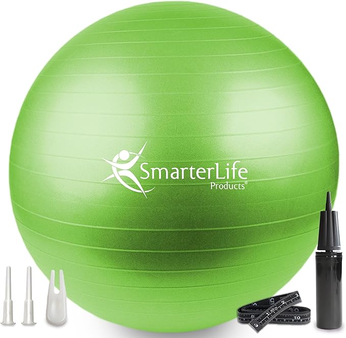 SmarterLife Exercise Ball Yoga Ball for Fitness, Balance, Stability, or Pregnancy, Gym Ball for Core Workout, Physical Therapy, Yoga Ball Chair for Office, Anti-Slip Anti-Burst