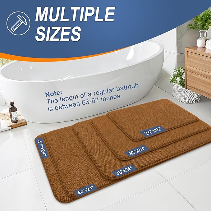 OLANLY Thick Memory Foam Bath Mat Rug 30x20, Extra Soft Absorbent Bathroom Rug, Quick Dry Bath Mats, Non-Slip, Machine Washable Carpet for Bathroom, Tub and Shower, Home Decor Accessories, Ochre