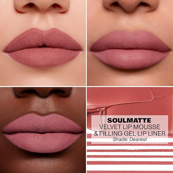 Morphe Soulmatte Velvet Lip Mousse Matte Lipstick - Air-Whipped, Soft Matte Lip Makeup with Vitamin E to Hydrate, Soften and Smooth Lips - Dearest (0.128 Oz)