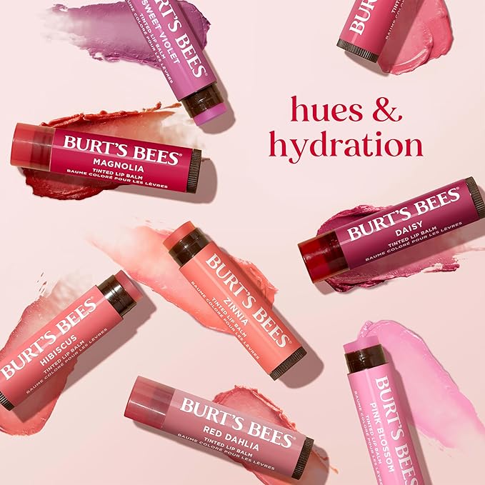 Burt's Bees Valentine's Day Gifts, Lip Tint Balm, Long Lasting Duo Tinted Balm Formula, Color Infused with Hydrating Shea Butter for a Natural Looking Buildable Finish, Value Pack (3-Pack)