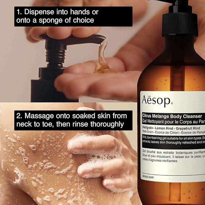 Aesop Citrus Melange Body Cleanser | Low-Foaming Shower Gel with Jasmine and Citrus Essential Oil Blend to Refresh & Hydrate Skin | 500 mL / 16.9 oz