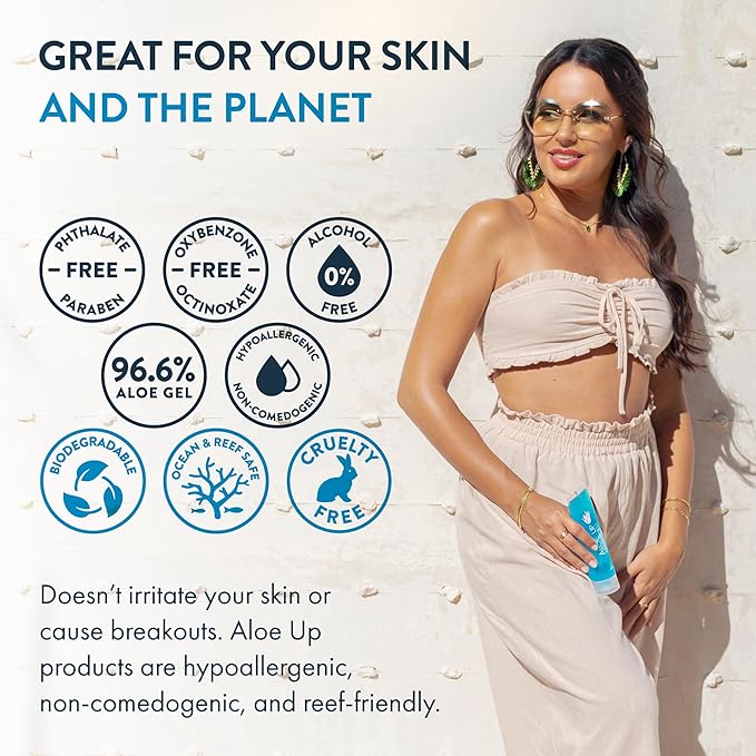 ALOE UP White Collection Sunscreen Lotion SPF 30 and Aloe Ice Sunburn Relief Jelly - Bundle with Face and Body Sunscreen Protector and After Sun Gel - With Pure Aloe Vera - Reef Friendly - 2 Items