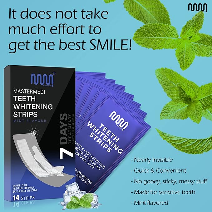 MasterMedi Teeth Whitening Strips, Non-Sensitive White Strip for Teeth Whitening, 14 Treatments