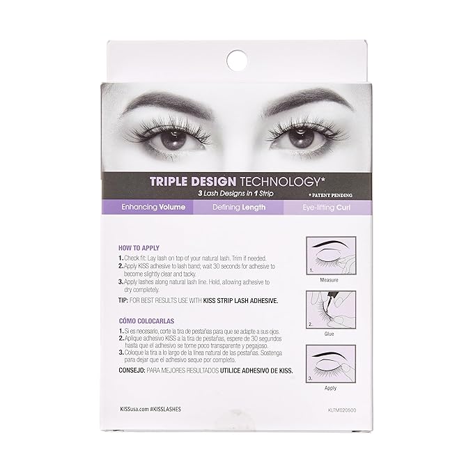 KISS Triple Push-Up, False Eyelashes, 'Robe', 12mm, Includes 4 Pairs Of Lashes, Easy to Apply, Reusable Lash Clusters