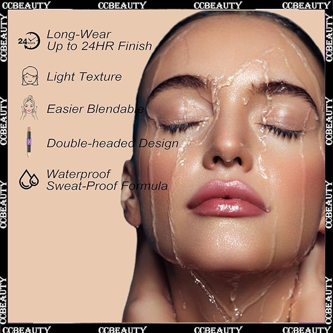 CCbeauty 2-IN-1 Contour Stick Makeup,Cream Shimmer Highlighter Bronzer