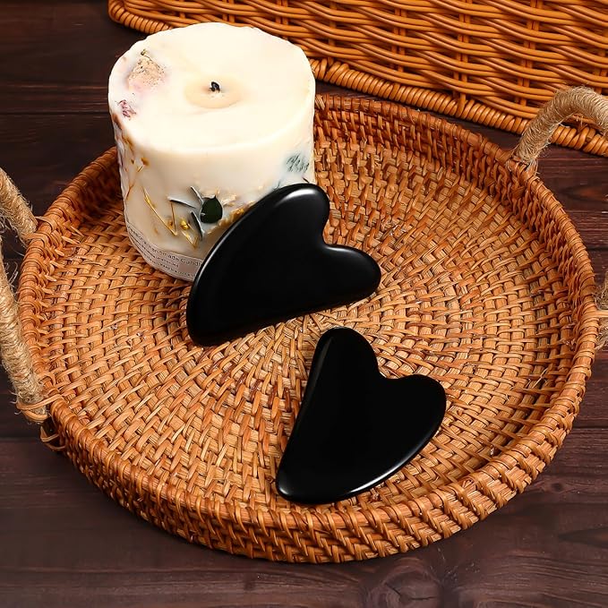 Rosenice Jade Gua Sha Facial Tool: 2 Pcs Face Sculpting & Massage Stone for Jawline Definition, Puffiness Reduction, Skin Care Tools for Men Women