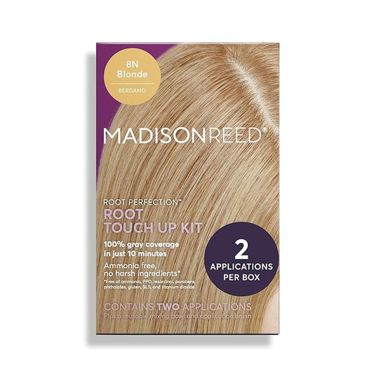 Madison Reed Root Perfection Permanent Root Touch Up, Dark Blonde 8N Bergamo, 10 Minutes for 100% Gray Root Coverage, Ammonia-Free Hair Dye, Two Applications