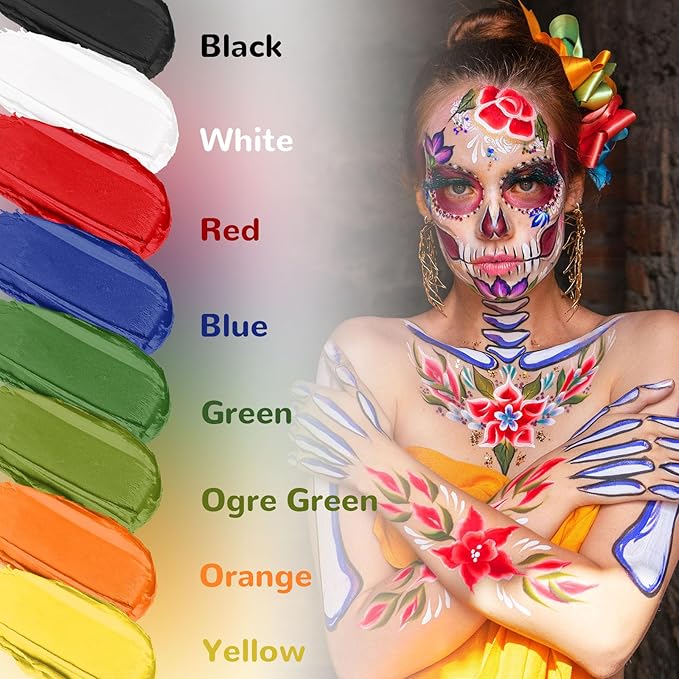 White Cream Face Body Painting Foundation, Professional Waterproof Oil Based White Face Paint For Halloween SFX Skeleton Ghost Zombie Clown Cosplay Makeup Face Paint for Adult Costume Party