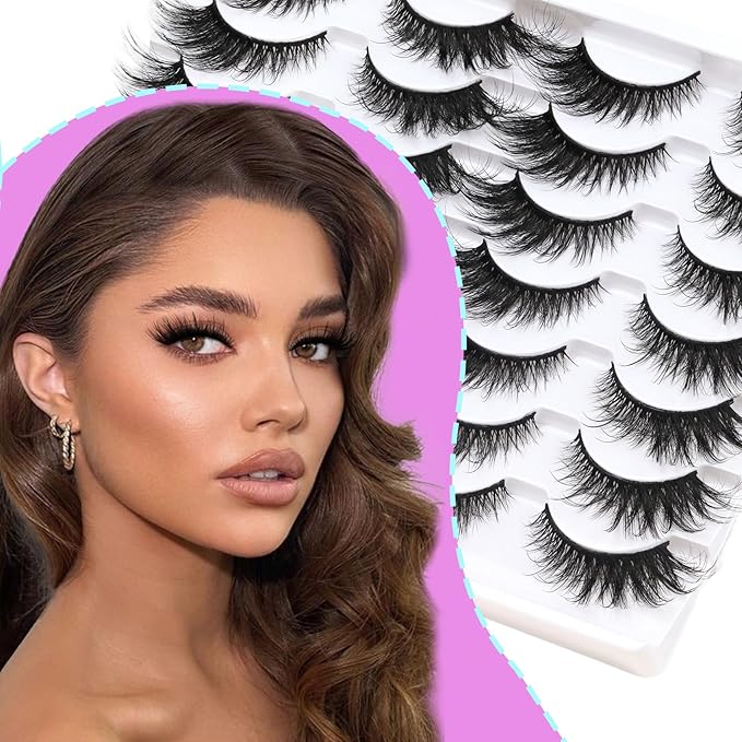 Losha Lashes Fluffy Cat Eye Lashes 14 Pairs False Eyelashes 6D Volume Faux Mink Lashes that Like Lash Extensions Soft Reusable Fake Eyelashes (704-14P)