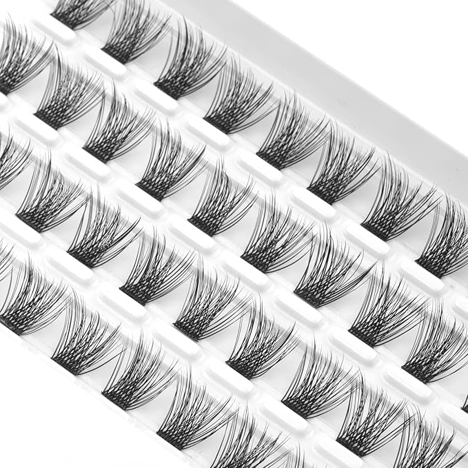 Lash Clusters, DIY Eyelash Extension, Reusable Individual Lash Clusters, 3D Effect Wispy C Curl False Eyelashes for Home Eyelash Extensions (Fluffy-16mm)