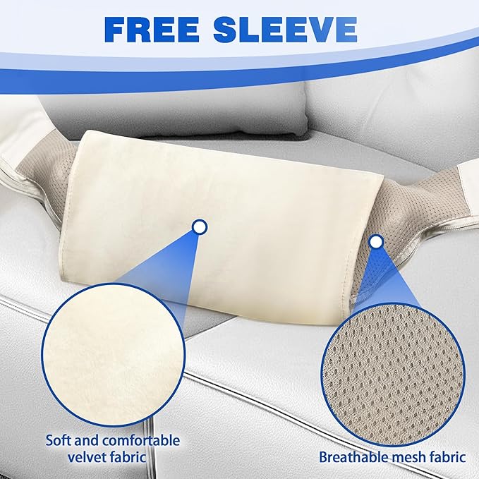 Joyset Shiatsu Neck and Back Massager with Heat,Electric Shoulder Massager for Pain Relief Deep Tissue,3D Kneading Massage with Cloth Cover Easy to Clean (Khaki)