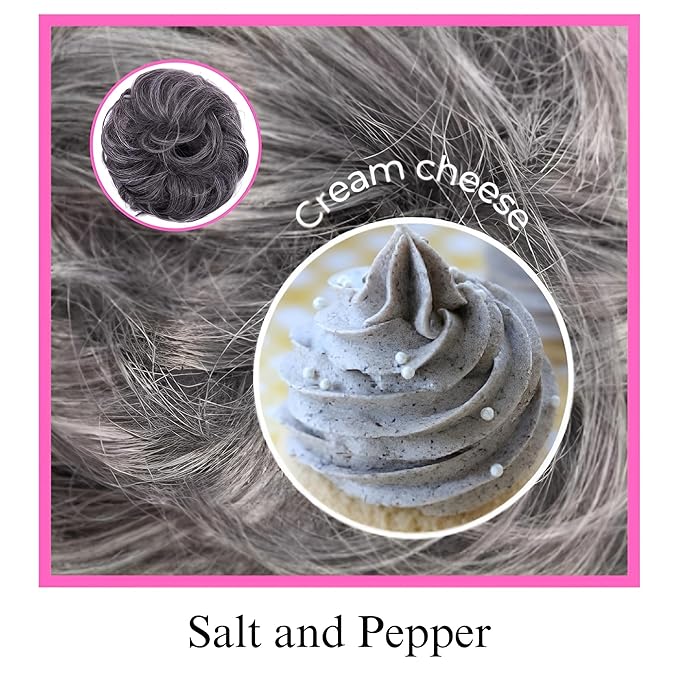 Juvabun Messy Bun 2.0 Salt and Pepper Messy Bun Hair Extension Natural Look Hair Bun Scrunchie for Women Hairstyles
