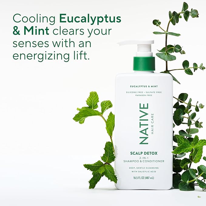 Native Scalp Detox Shampoo and Conditioner, Eucalyptus & Mint, Naturally Derived Ingredients | All Hair Types, Color & Treated, Fine to Dry Damaged, Sulfate & Dye Free - 2-Pack
