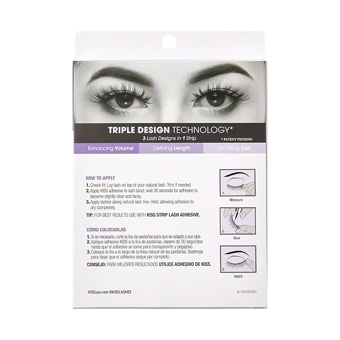 KISS Triple Push-Up, False Eyelashes, 'Robe', 12mm, Includes 4 Pairs Of Lashes, Easy to Apply, Reusable Lash Clusters