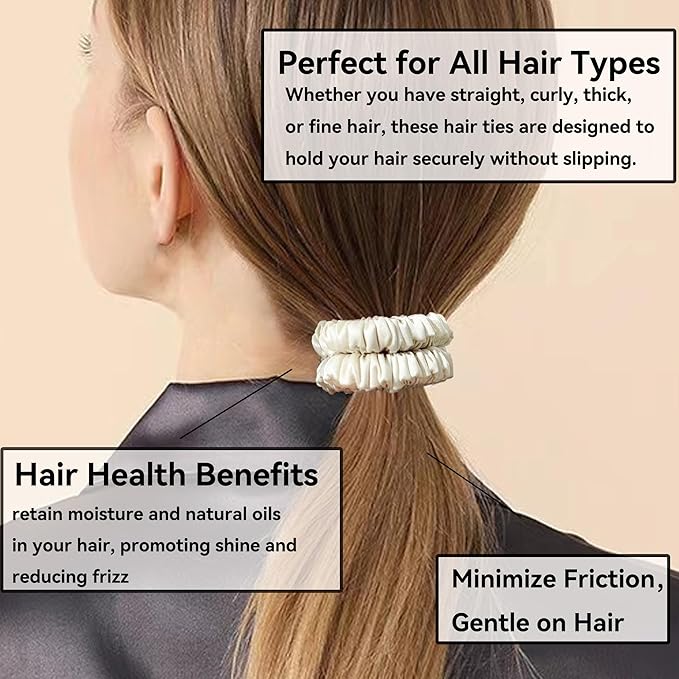 100% Pure Mulberry Silk Scrunchies - 6Pcs Hair Scrunchies for Women | Hair Ties for Thick Hair | Silk Ponytail Holders Hair Care No Damage