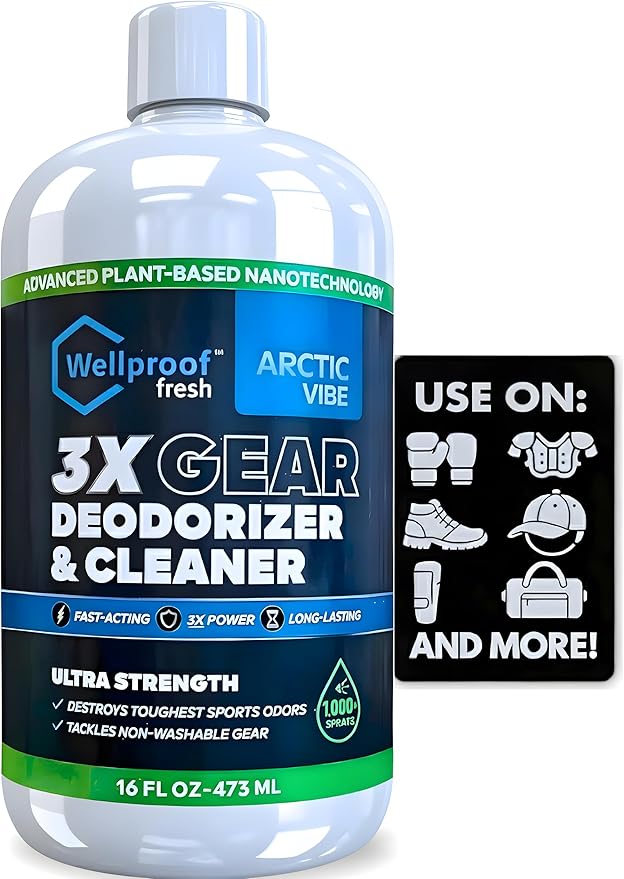 Wellproof Refill Concentrate 2-in-1 Sports Cleaner & Odor Eliminator – 3X Powerful Nano Enzyme Deodorizer for Athletic Gear, Gym Bags, Hockey, Football, Boxing, MMA, Plant-Based, Removes Stink & Dirt
