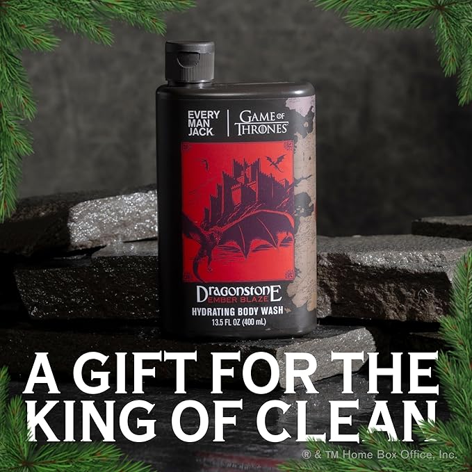 Every Man Jack Game of Thrones Collectors Body Wash - Clean Ingredients - Dragonstone - Ember Blaze Scent - 13.5 oz (Pack of 2)