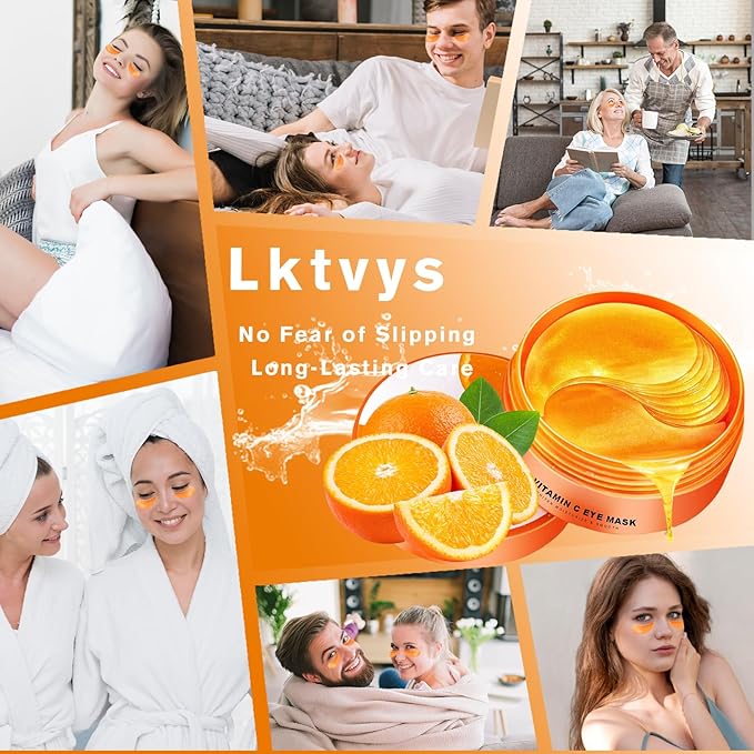 Lktvys Vitamin C Eye Patches 2-Pack 120 PCS, Improving Skin Tone, Reducing Dark Circles and Refreshing, Collagen Eye Mask for Puffy Eyes, Suitable for Both Men and Women