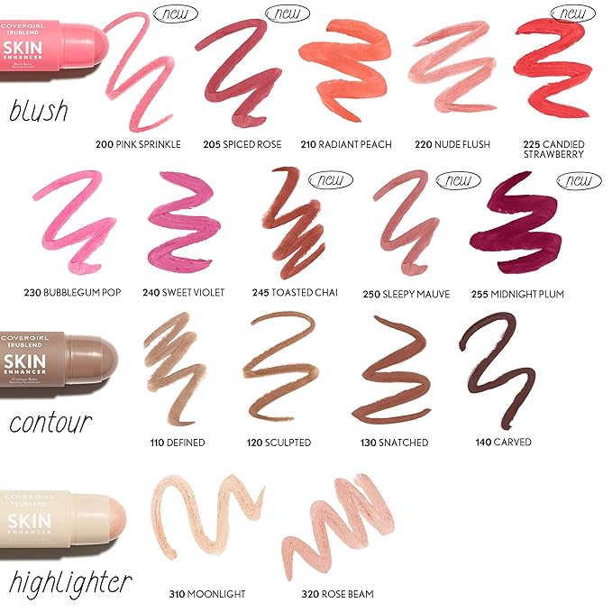 COVERGIRL Trublend Skin Enhancer Blush Balm Stick, Vegan Formula, Easy to Use, Glides on Effortlessly, Non-Greasy, Doesn't Crease - 255 Midnight Plum (Bright, Deep Berry)