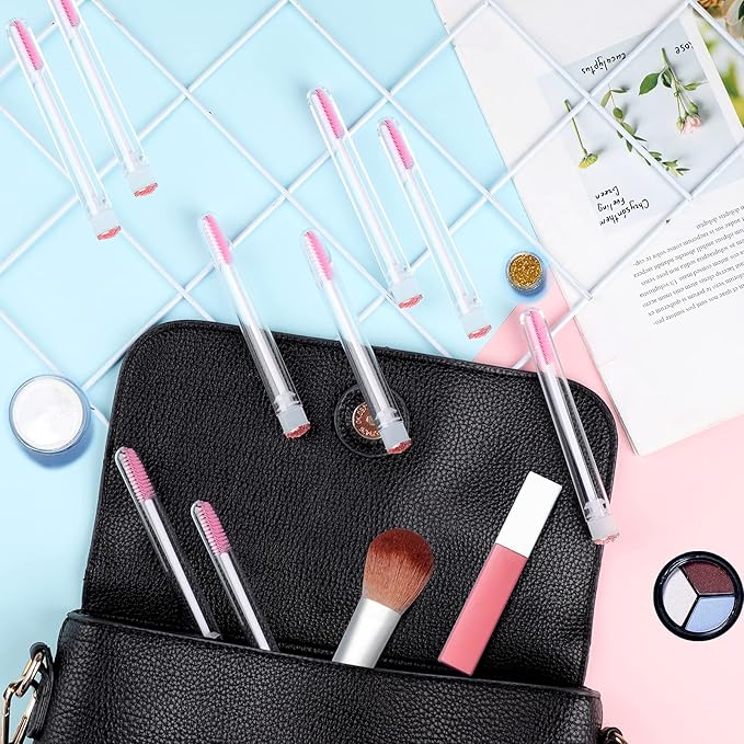 Dming 20pcs Eyelash brush Lash Wand Makeup tool Eyelash Extension supplies Cleaning brush Diamond Mascara star l pink