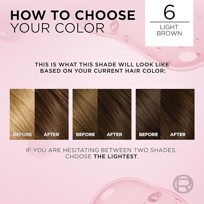 L'Oreal Paris Excellence Crème Permanent Hair Dye, Triple Care Hair Color with Hyaluronic Acid for 100% Gray Coverage, 6 Light Brown, 1 Kit (Packaging May Vary)