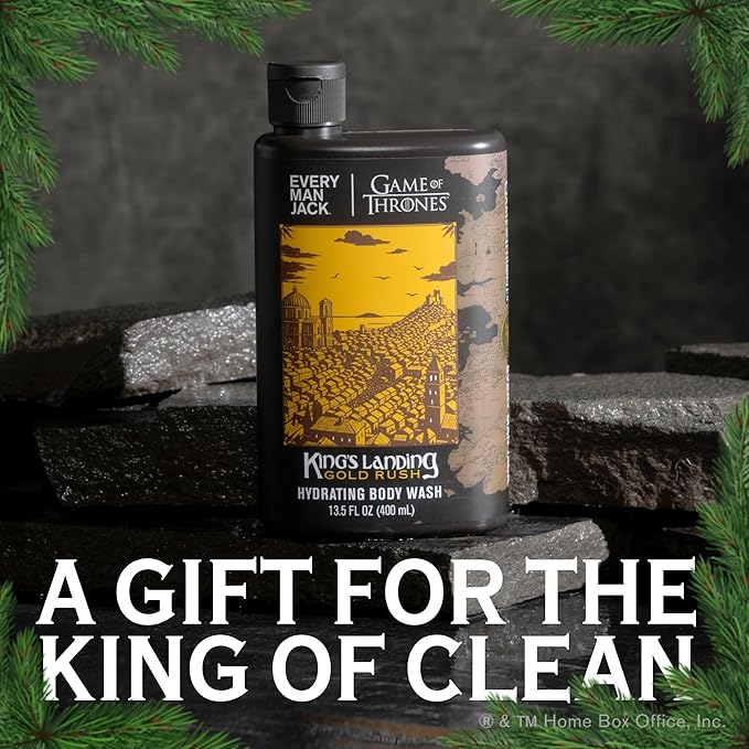 Every Man Jack Game of Thrones Collectors Body Wash - Clean Ingredients - King's Landing - Gold Rush Scent - 13.5 oz (Pack of 2)