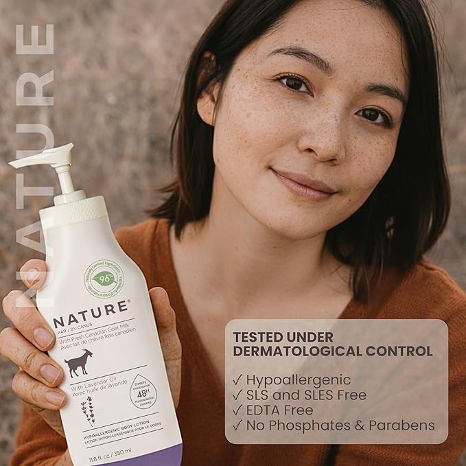Nature by Canus Creamy Body Lotion, SHEA BUTTER, 11.8 Oz, With Smoothing Fresh Canadian Goat Milk, Vitamin A, B3, Potassium, Zinc, and Selenium