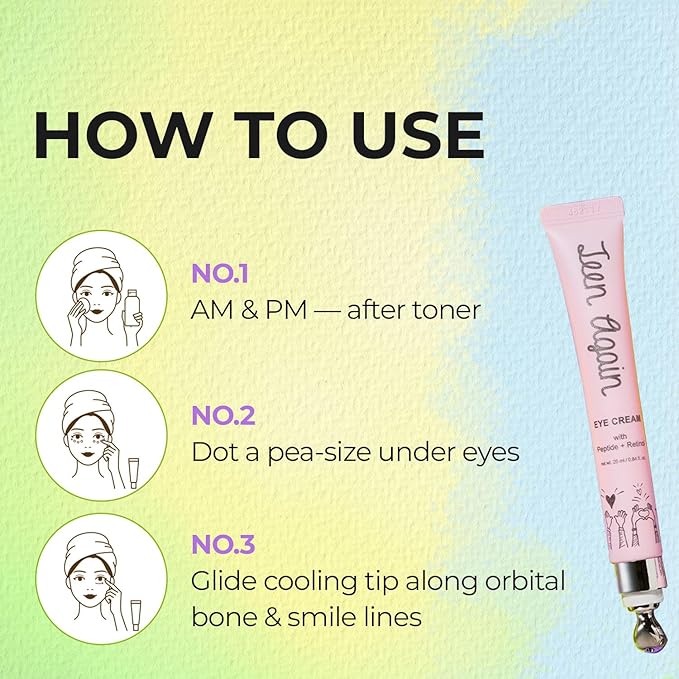 KSBC Look at Me Teen Again Eye Cream, Anti-Aging Line Smoothing Skin Care Treatment, Wrinkle Care, Cruelty Free, for Women and Men 0.84 fl. oz, 25ml