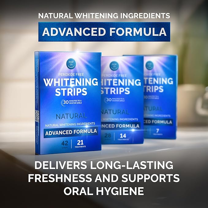 Whitening Strips for Sensitive Teeth – Enamel Safe, Peroxide-Free Coconut Oil Teeth Whitening Strips with Natural Enzymes – Gentle White Stips for Sensitive Gums (28 Count (Pack of 1), Mint)