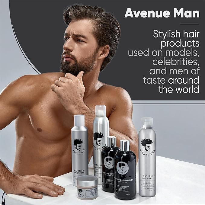 Avenue Man Super Hold Hairspray for Men - Fast-Drying Men Hair Spray - Shapes, Lifts & Holds Hair for Long-Lasting Control - Mens Hair Spray Extra Hold for Effortless All-Day Control - 10 oz