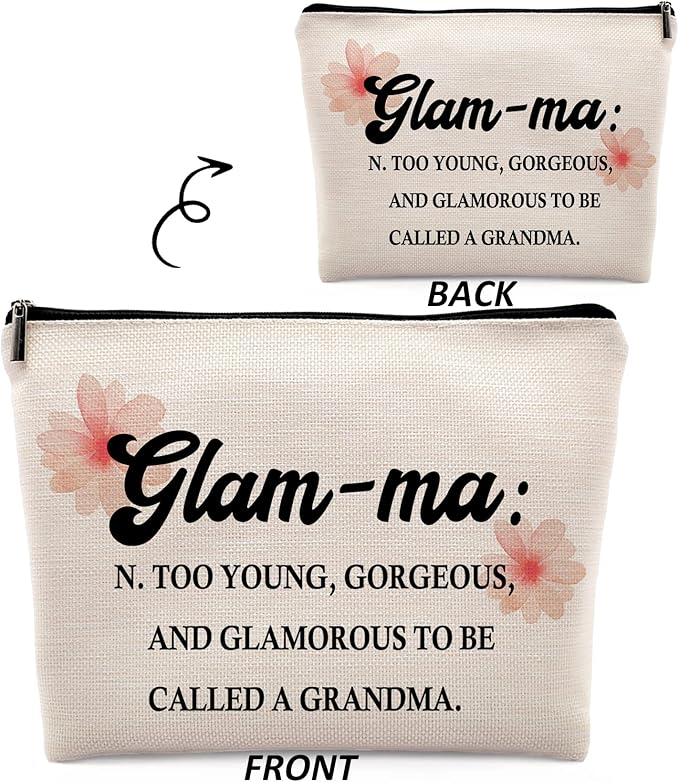 Dwept Glamma Definition Makeup Cosmetic Bag, Inspirational Grandma Makeup Travel Bag, Grandma Appreciation Cosmetic Bag Gifts For Grandma Grandmother Birthday Mother's Day from Granddaughter Grandson