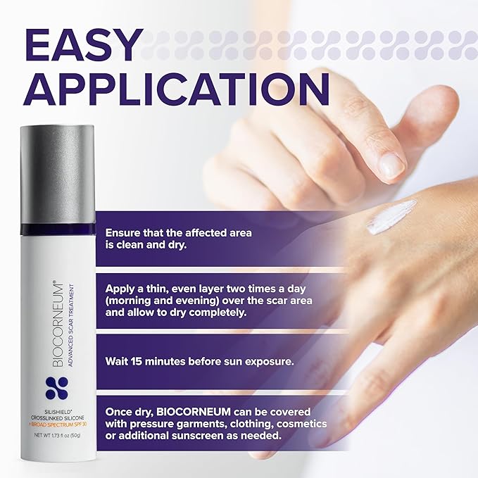 Biocorneum Advanced Scar Treatment with Silishield® & SPF 30 10g – Made in the USA, Fast-Drying, Silicone Scar Gel - Surgeon Recommended for New & Old Scars - Suitable for Children Over 6 Months