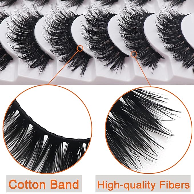 Losha Eyelashes Natural Look Faux Mink Lashes Pack Handmade Fluffy False Eyelashes 14 Pairs Eye Lashes (811)