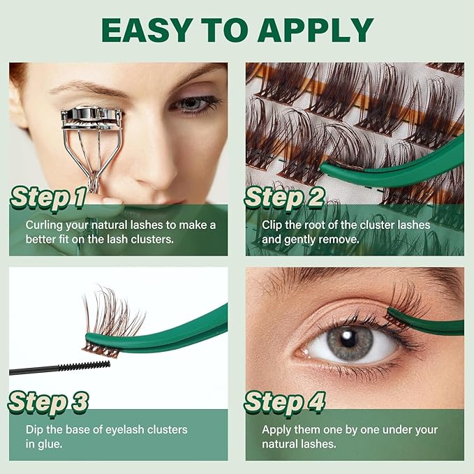KEYYOU Brown Lash Clusters 144pcs Eyelash Clusters 8-18MIX D Curl Cluster Lashes Soft Wispy Lash Clusters Natural Look Brown DIY Lash Extension At Home(Brown05-D-8-18MIX)